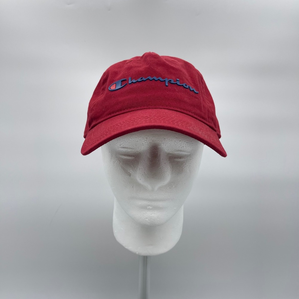 Champion 1158-FW20 Embroidered Cap Mens OSFA Red Cotton Adjustable Strapback Hat